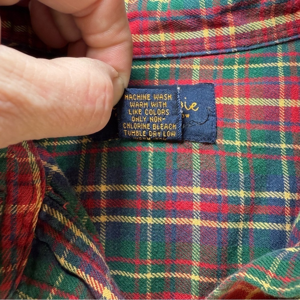 Vintage Abercrombie Flannel Men’s M Navy Green Red Plaid Y2K Cotton Field Meadow - Picture 4 of 7